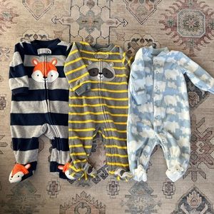Lot Fleece 0-3 month Baby Sleepers